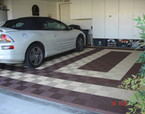 別墅車(chē)庫(kù)地面鋪裝材料，咖啡色風(fēng)格